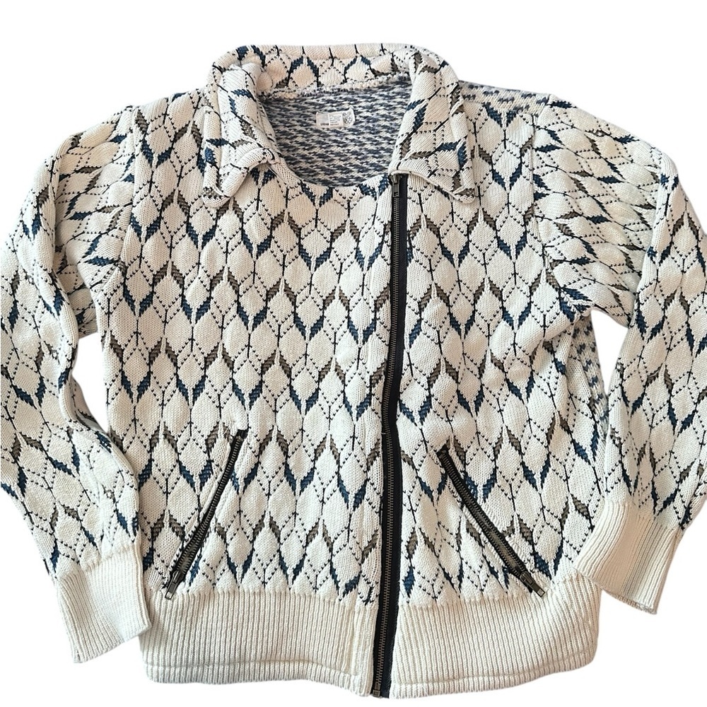 UNIQUE Urban Renewal Made in USA from vintage fabric moto sweater size S